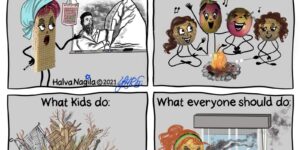 Lag BaOmer in Israel. What teachers do: teach about the history. What families do: enjoy BBQ and marshmallows. What kids do: make huge fires. What everyone should do: close their windows to avoid the smoke.